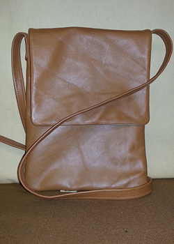 brown padded leather tablet bag