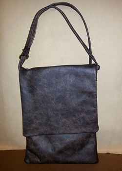 distressed brown padded leather tablet bag