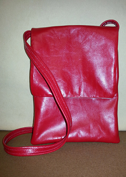 red padded leather tablet bag